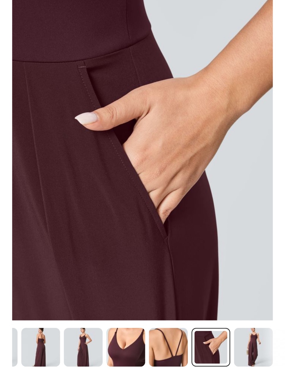 Halara Sleeveless Wide-Leg Jumpsuit in Deep Plum - Picture 5 of 7